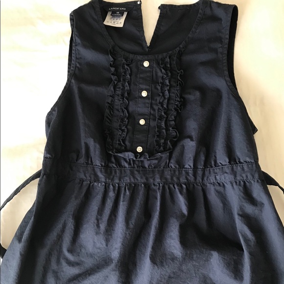 Lands’ End Girls Navy Frilly Top  Size 16 - Picture 1 of 3